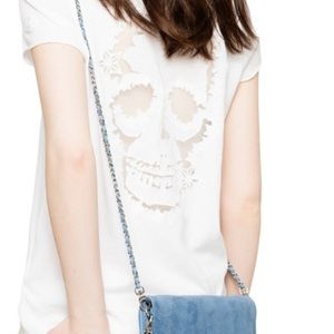 NWT Zadig & Voltaire WHITE Story Skull Fishnet T-Shirt SZ-XS